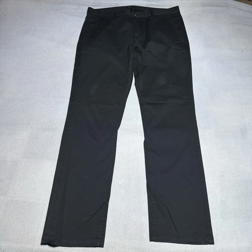 John Varvatos Bowery Slim Straight Jeans 34x32 Black Corduroy Stretch 5 Pocket